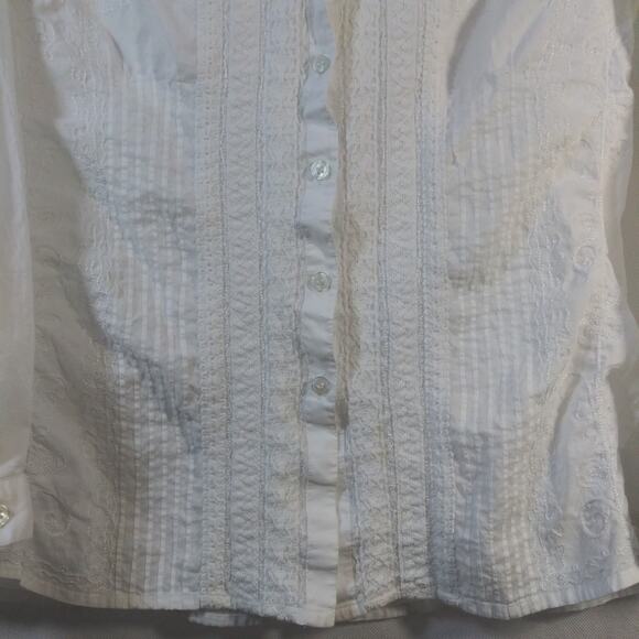 Raiment White Cotton Cottagecore Boho Long Sleeve Button Front Blouse Top Size M - Picture 2 of 7